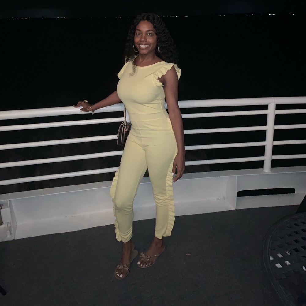 Yellow ruffle jumpsuit